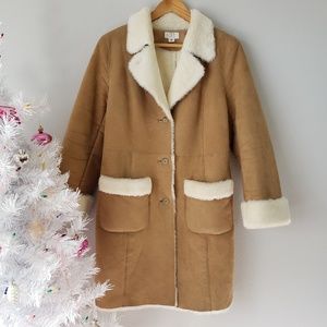 Ann Taylor LOFT Petites Faux Fur/Suede Coat 10 P